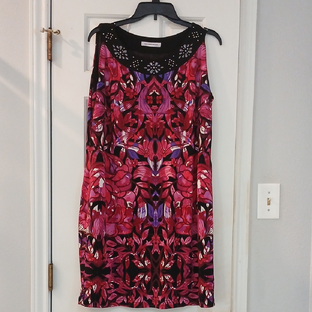 Allison Daley Red and Black Patterned Mini Dress